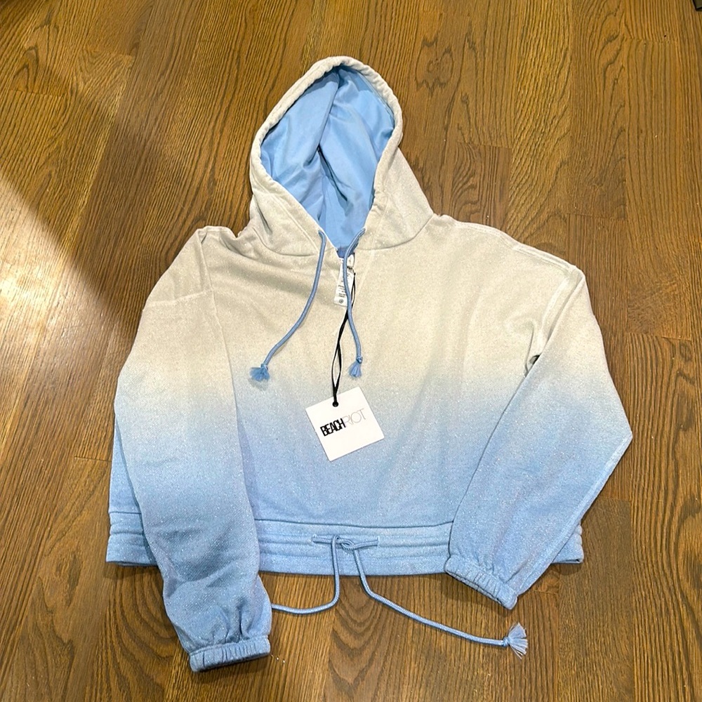 Beach Riot Jenna Sweatshirt In Glitter Cornflower Dip Dye